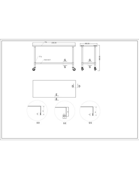 Commercial Mobile Stainless Steel Work Table Bottom shelf 1500x600x900mm | Stalwart DA-WT60150GMOBILE