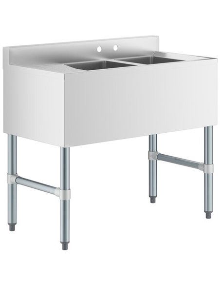 Commercial Sink Stainless steel 2 Bowl Left side Drain board | Stalwart DA-BS2T36L