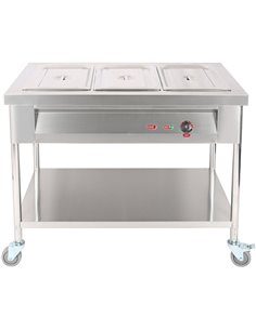 Mobile Food Warming Table 3xGN1/1 | Stalwart DA-PFT12070