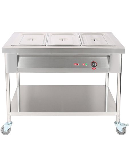 Mobile Food Warming Table 3xGN1/1 | Stalwart DA-PFT12070