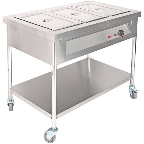 Mobile Food Warming Table 3xGN1/1 | Stalwart DA-PFT12070