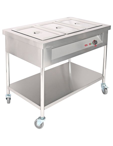 Mobile Food Warming Table 3xGN1/1 | Stalwart DA-PFT12070