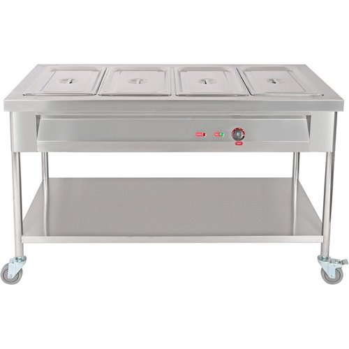 Mobile Food Warming Table 4xGN1/1 | Stalwart DA-PFT15070