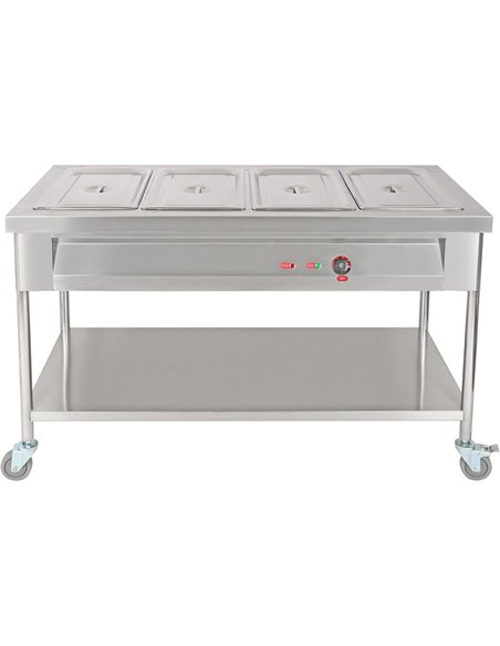 Mobile Food Warming Table 4xGN1/1 | Stalwart DA-PFT15070