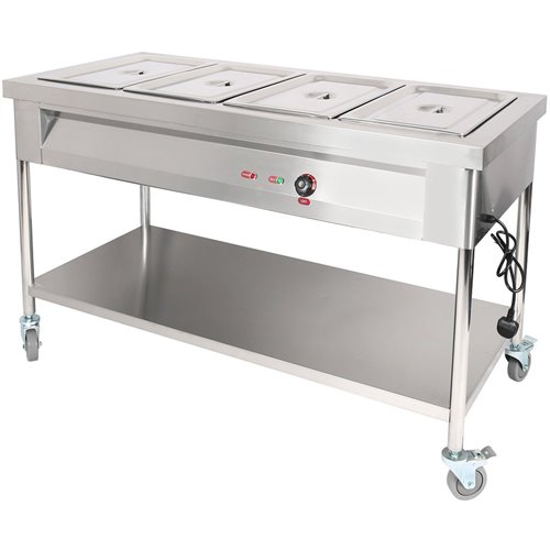 Mobile Food Warming Table 4xGN1/1 | Stalwart DA-PFT15070