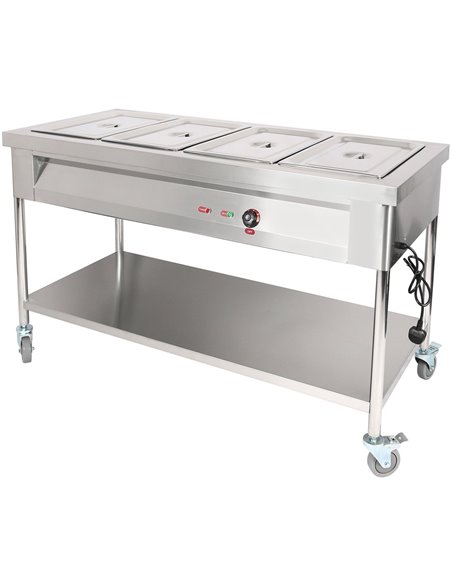 Mobile Food Warming Table 4xGN1/1 | Stalwart DA-PFT15070