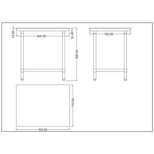 Commercial Stainless Steel Cutting Board Table 900x700x900mm | Stalwart DA-WTC70902G