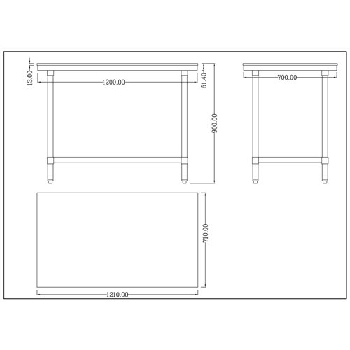 Commercial Stainless Steel Cutting Board Table 1200x700x900mm | Stalwart DA-WTC701202G