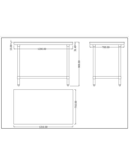 Commercial Stainless Steel Cutting Board Table 1200x700x900mm | Stalwart DA-WTC701202G