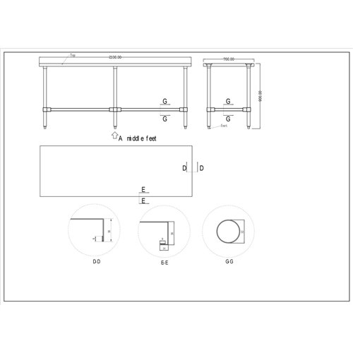 Commercial Stainless Steel Work Table No Bottom shelf 2100x700x900mm | Stalwart DA-WT70210GNU