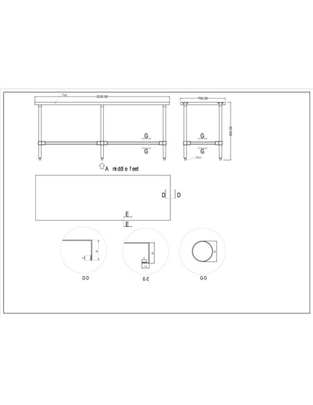 Commercial Stainless Steel Work Table No Bottom shelf 2100x700x900mm | Stalwart DA-WT70210GNU