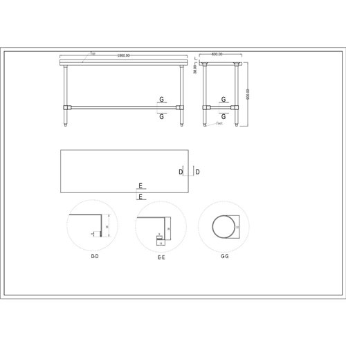 Commercial Stainless Steel Work Table No Bottom shelf with Upstand 1800x600x900mm | Stalwart DA-WT60180GBNU