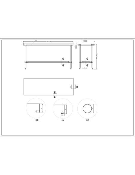 Commercial Stainless Steel Work Table No Bottom shelf with Upstand 1800x600x900mm | Stalwart DA-WT60180GBNU