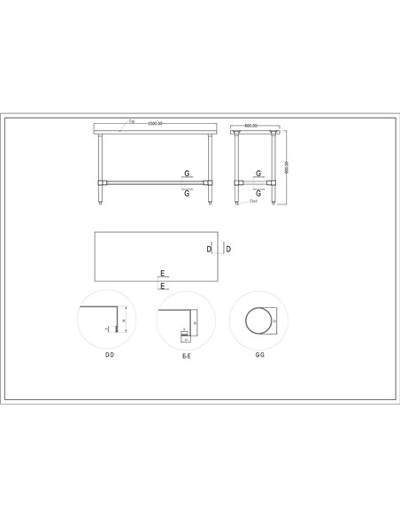 Commercial Stainless Steel Work Table No Bottom shelf 1500x600x900mm | Stalwart DA-WT60150GNU