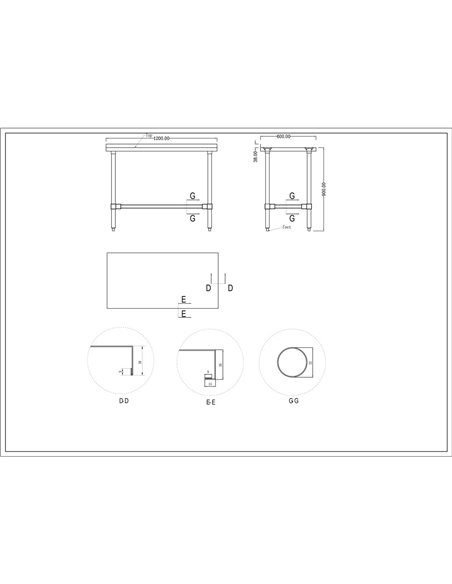 Commercial Stainless Steel Work Table No Bottom shelf with Upstand 1200x600x900mm | Stalwart DA-WT60120GBNU