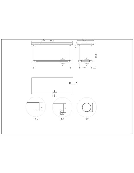 Commercial Stainless Steel Work Table No Bottom shelf with Upstand 1500x600x900mm | Stalwart DA-WT60150GBNU
