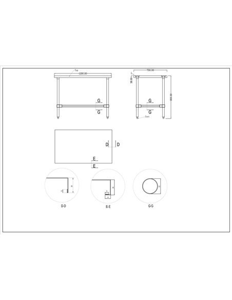 Commercial Stainless Steel Work Table No Bottom shelf with Upstand 1200x700x900mm | Stalwart DA-WT70120GBNU