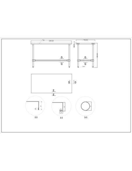 Commercial Stainless Steel Work Table No Bottom shelf with Upstand 1500x700x900mm | Stalwart DA-WT70150GBNU