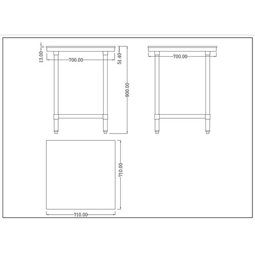 Commercial Stainless Steel Cutting Board Table 700x700x900mm | Stalwart DA-WTC70702G