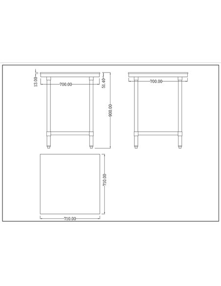 Commercial Stainless Steel Cutting Board Table 700x700x900mm | Stalwart DA-WTC70702G