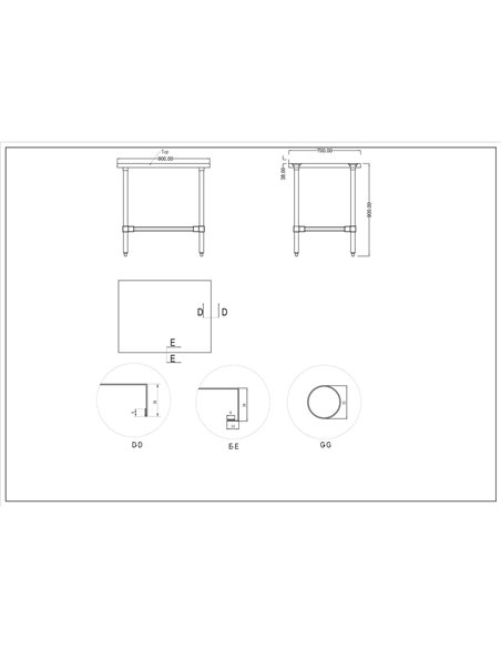 Commercial Stainless Steel Work Table No Bottom shelf with Upstand 900x700x900mm | Stalwart DA-WT7090GBNU