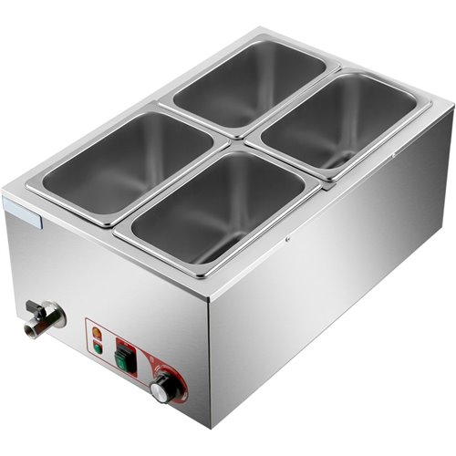 Commercial Bain Marie with Drain Tap 4xGN1/4 Including 4 containers with lid | Stalwart DA-HB4