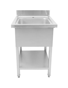 Commercial Sink Stainless steel 1 bowl Bottom shelf Splashback 700mm Depth 600mm | Stalwart DA-THSTR76BM1 2