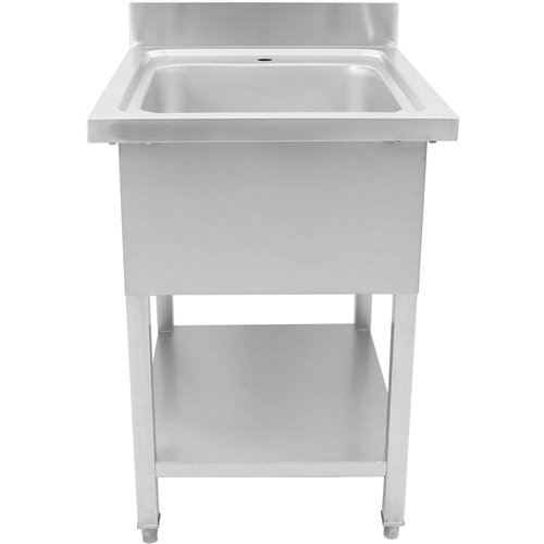 Commercial Sink Stainless steel 1 bowl Bottom shelf Splashback 700mm Depth 600mm | Stalwart DA-THSTR76BM1