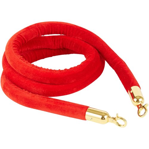 Red Velvet Stanchion Rope with Gold ends 1.5m | Stalwart DA-VR01RG