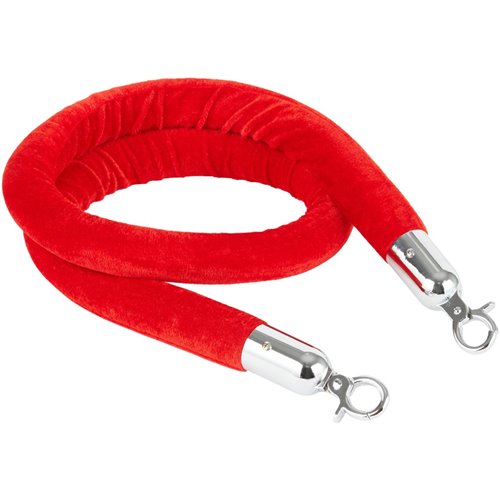 Red Velvet Stanchion Rope with Silver ends 1.5m | Stalwart DA-VR01RS