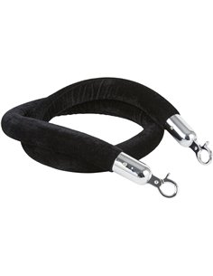 Black Velvet Stanchion Rope with Silver ends 1.5m | Stalwart DA-VR01BS