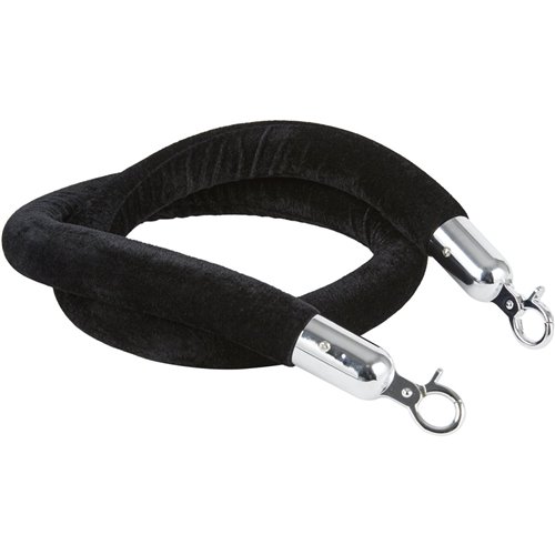 Black Velvet Stanchion Rope with Silver ends 1.5m | Stalwart DA-VR01BS