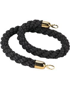 Black Braided Stanchion Rope with Gold ends 1.5m | Stalwart DA-BR01BG