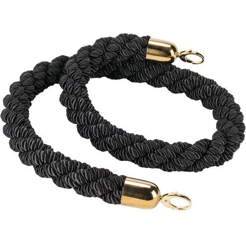 Black Braided Stanchion Rope with Gold ends 1.5m | Stalwart DA-BR01BG