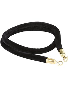 Black Velvet Stanchion Rope with Gold ends 1.5m | Stalwart DA-VR01BG