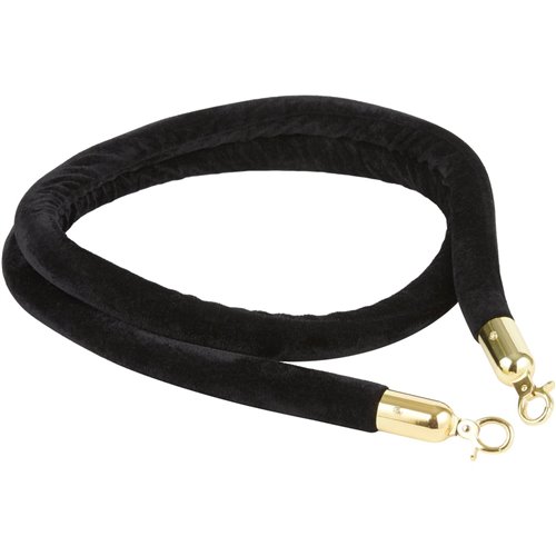 Black Velvet Stanchion Rope with Gold ends 1.5m | Stalwart DA-VR01BG