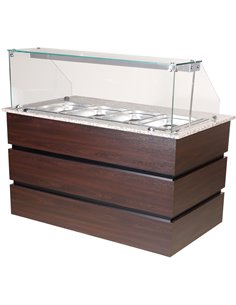 Professional Bain Marie Showcase 4xGN1/1 with Wooden Panels | Stalwart DA-CMB714