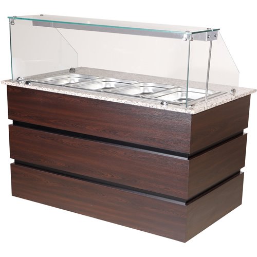 Professional Bain Marie Showcase 4xGN1/1 with Wooden Panels | Stalwart DA-CMB714