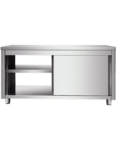 Commercial Pass through Worktop Floor Cupboard Sliding doors Stainless steel 1200x600x850mm | Stalwart DA-VTC126SLS