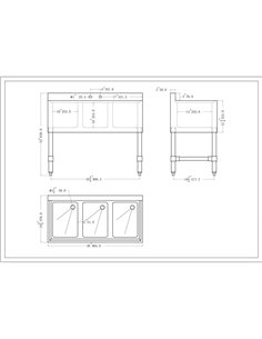 Commercial Sink Stainless steel 3 Bowl | Stalwart DA-BS3T38 2