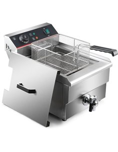 Commercial Fryer Single Electric 13 litre 3kW Countertop Drainage tap | Stalwart DA-HEF131V