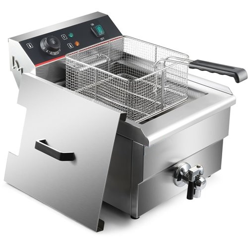 Commercial Fryer Single Electric 13 litre 3kW Countertop Drainage tap | Stalwart DA-HEF131V