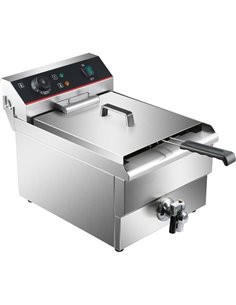 Commercial Fryer Single Electric 13 litre 3kW Countertop Drainage tap | Stalwart DA-HEF131V 2