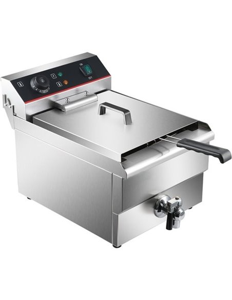 Commercial Fryer Single Electric 13 litre 3kW Countertop Drainage tap | Stalwart DA-HEF131V