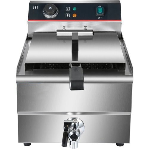 Commercial Fryer Single Electric 13 litre 3kW Countertop Drainage tap | Stalwart DA-HEF131V