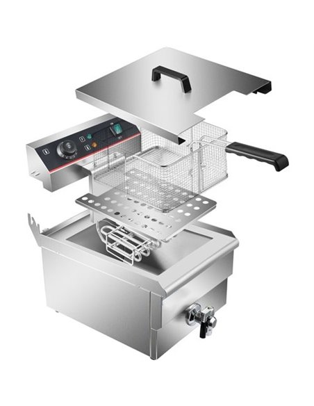 Commercial Fryer Single Electric 13 litre 3kW Countertop Drainage tap | Stalwart DA-HEF131V