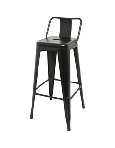 High Bar Stool Steel Black with Backrest Indoors | Stalwart DA-HYX504D