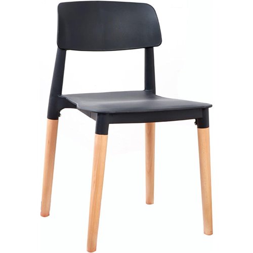 Bistro Dining Chair PP Seat with Beech Wood Legs Black | Stalwart DA-HYL088