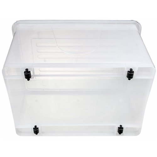 Pack of 4 Plastic Storage Box with Wheels &amp Lid &amp Clips 70 litre 630x433x355mm Polypropylene | Stalwart DA-S1070SETOF4