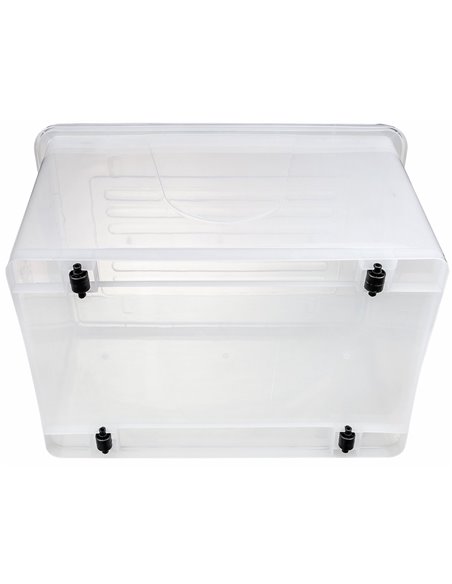 Pack of 4 Plastic Storage Box with Wheels &amp Lid &amp Clips 70 litre 630x433x355mm Polypropylene | Stalwart DA-S1070SETOF4
